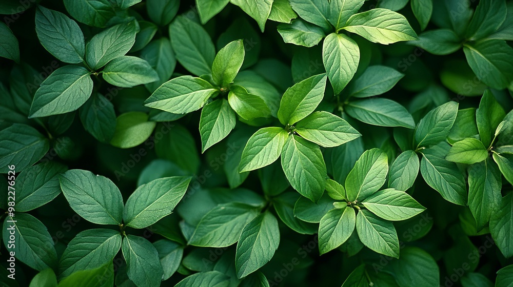Lush Green Foliage Close-Up with Detailed Leaf Veins Lush Green Foliage Close-Up with Detailed Leaf Veins