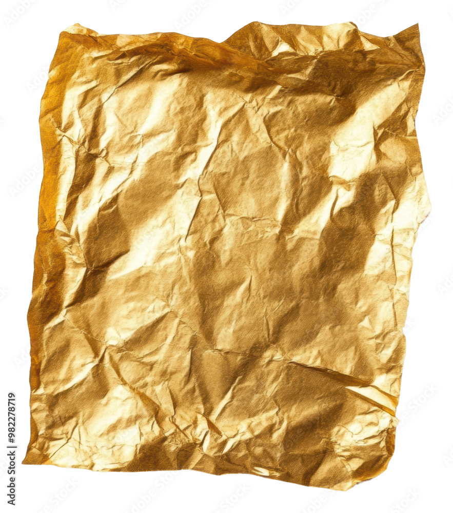 Obraz premium PNG Crumpled gold foil sheet with texture details