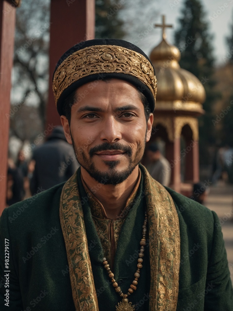 Levantine Men Middle-aged Middle Eastern man with dark hair and beard, wearing ...