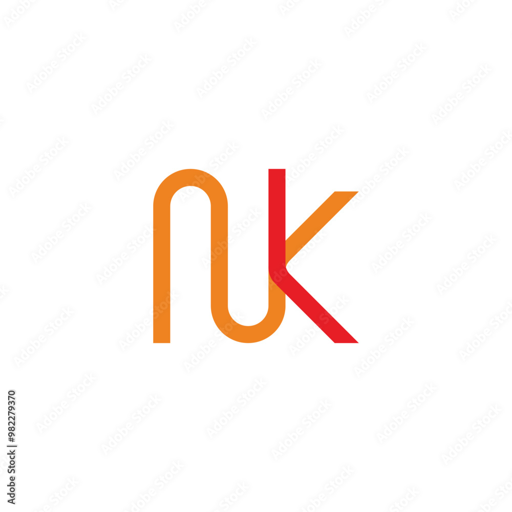 letter nk linked loop curve lines colorful logo vector letter nk linked loop curve lines colorful logo vector