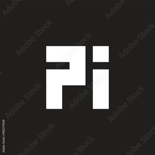 letter pi simple geometric line logo vector