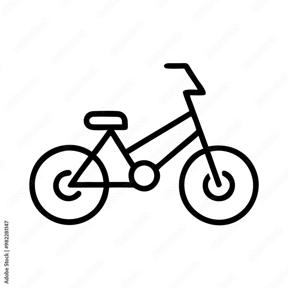 Fototapeta premium Outlined bicycle icon, black and white, minimalist transportation design