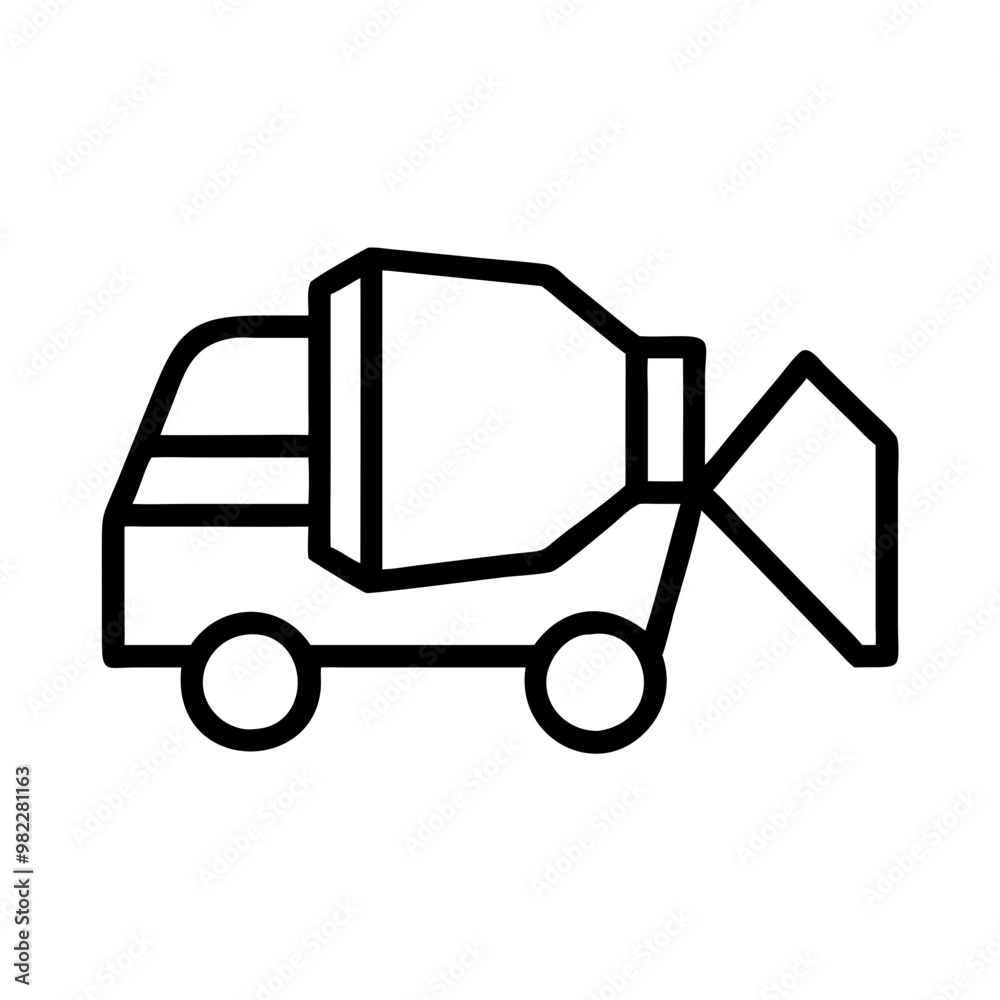 Cement mixer truck line icon isolated on transparent background Cement mixer truck line icon isolated on transparent background