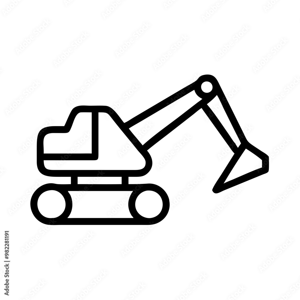 Excavator line icon isolated on transparent background Excavator line icon isolated on transparent background