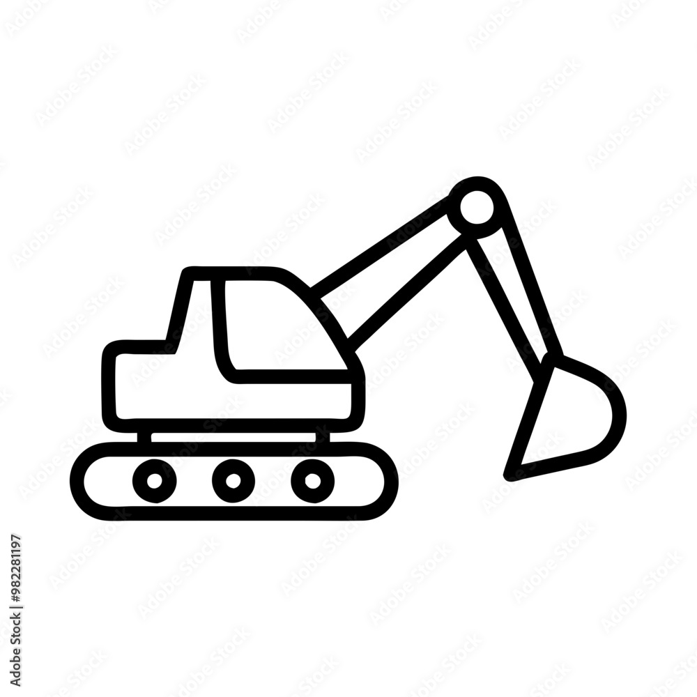 Excavator line icon isolatedon transparent background Excavator line icon isolatedon transparent background