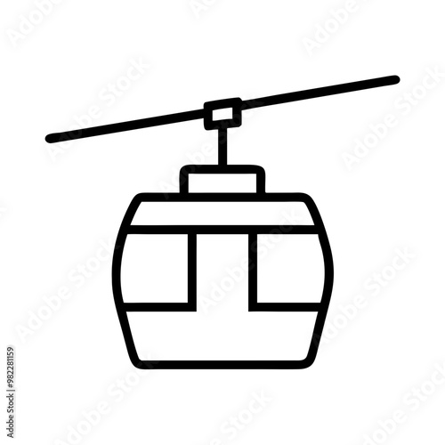 Minimalist gondola line icon, black and white, transportation concept