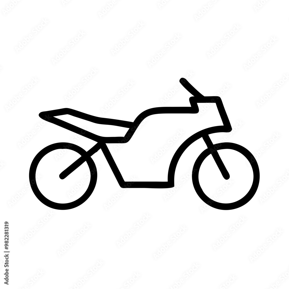 Minimalist Black Line Motorcycle Icon in Personal Transport Concept