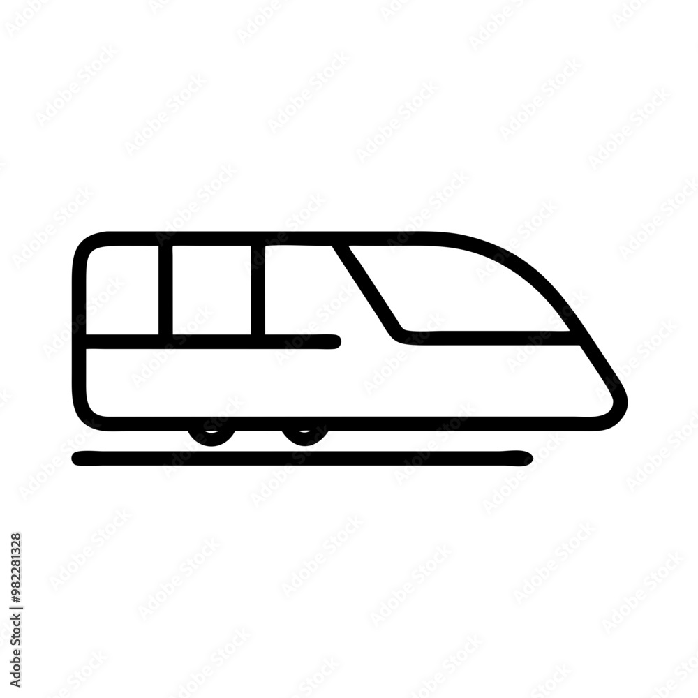 Minimalist Black Line High-Speed Train Icon in Public Transport Concept Minimalist Black Line High-Speed Train Icon in Public Transport Concept