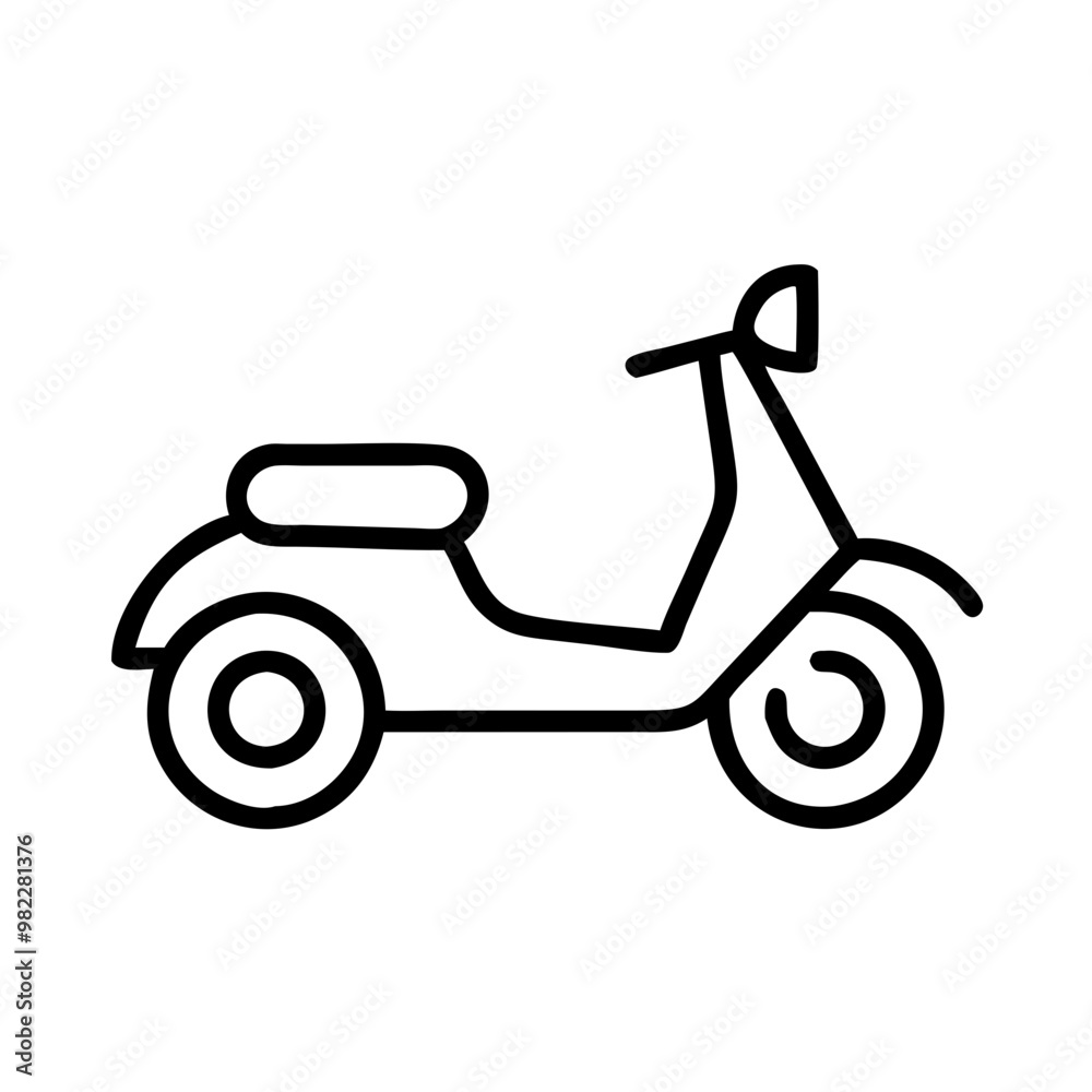 Obraz premium Minimalist Black Line Scooter Icon in Personal Transportation Concept