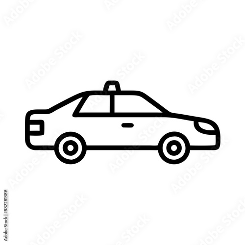 Minimalist Black Line Taxi Icon in Urban Transportation Concept
