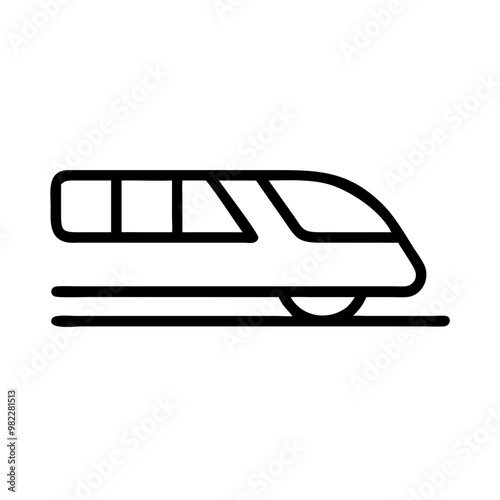 Minimalist Black Line High-Speed Train Icon in Transportation Concept