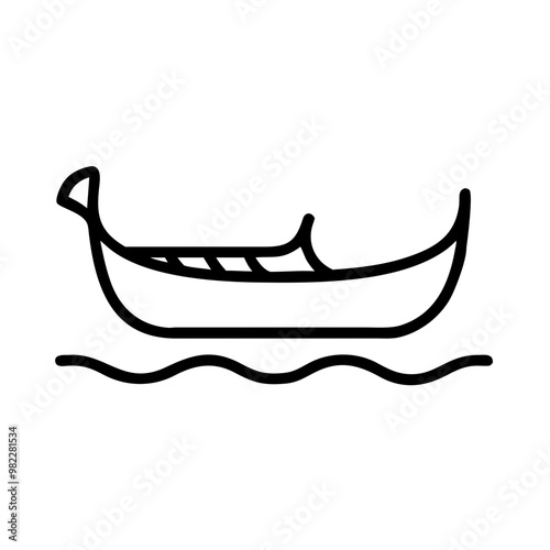 Minimalist Black Line Traditional Gondola Icon in Nautical Concept