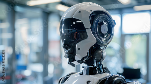 The robot, the android, is ready to perform work functions. AI Generated