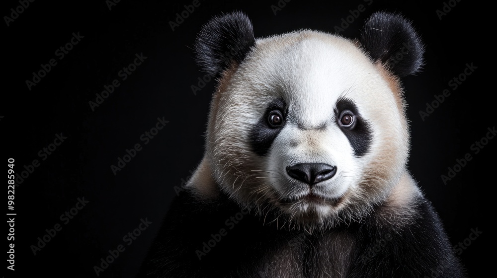 Naklejka premium Close-up Portrait of a Curious Panda