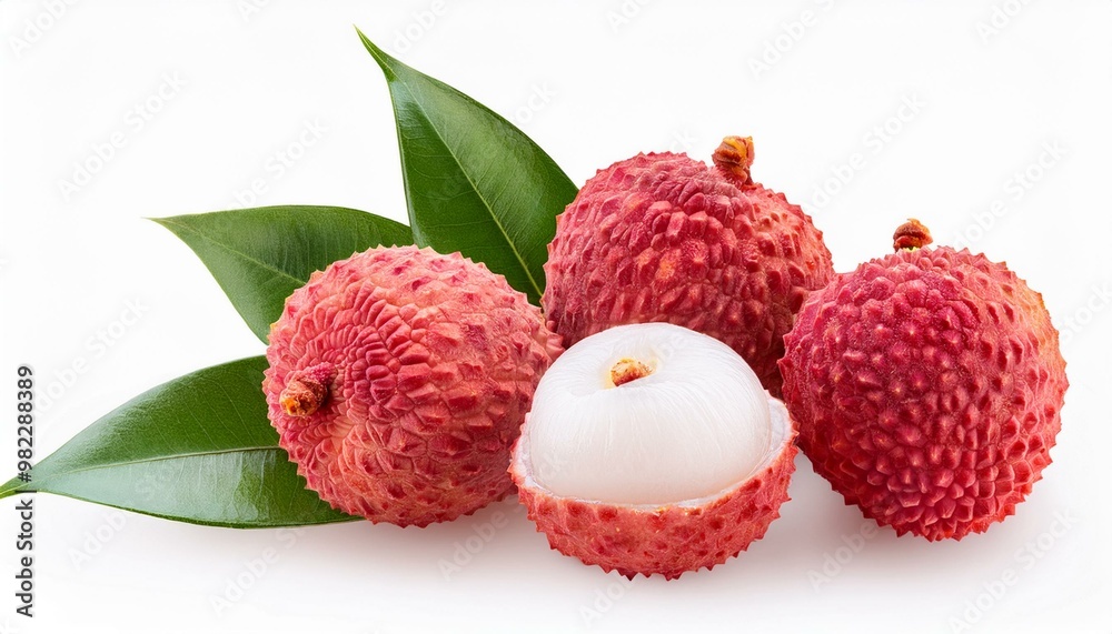 lychee fruit, many angles view side top front group slice cut on white isolated background lychee fruit, many angles view side top front group slice cut on white isolated background