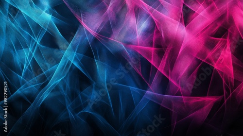 Abstract Swirling Neon Light Patterns in Blue and Pink