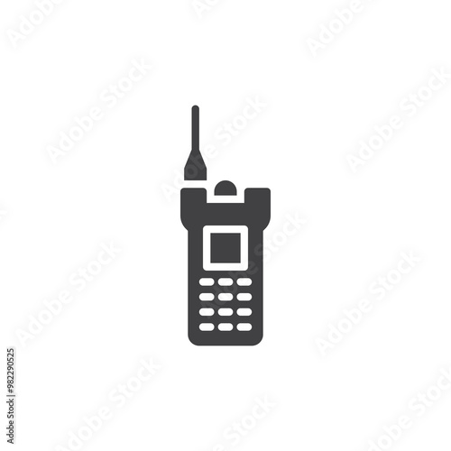 Handheld radio with antenna vector icon