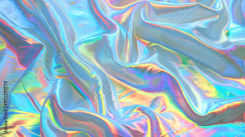 Abstract Holographic Texture with Iridescent Colors Shimmering and Reflecting Light Creating a Dreamy and Ethereal Background