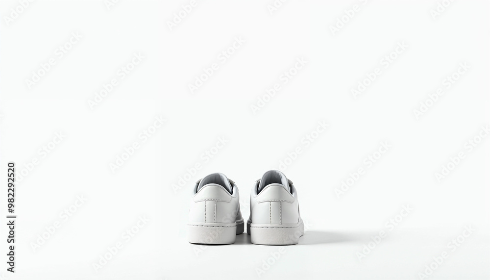 White sport shoes on isolated white background with copy text space White sport shoes on isolated white background with copy text space