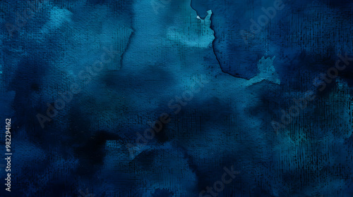 Abstract Watercolor Background with Dark Blue and Teal Hues, Featuring Organic Shapes and Textures