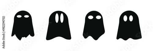 scary halloween ghost. Halloween black ghost icon.
