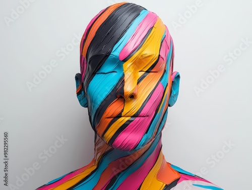 A surreal figure made entirely of shifting colors and abstract shapes, representing the fluidity of creativity photo
