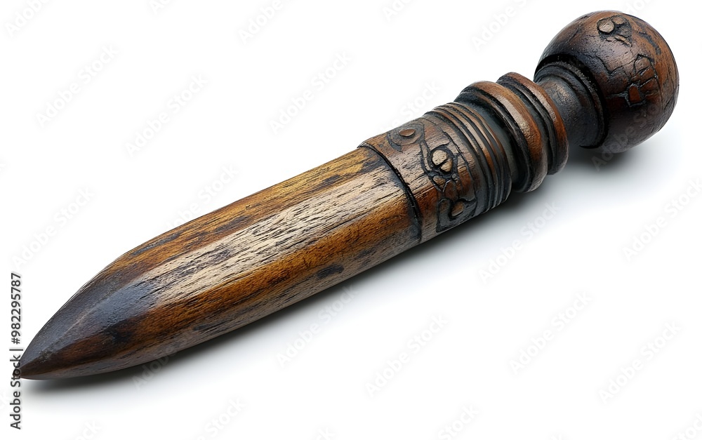 a wooden object with a round handle
a wooden object with a round handle