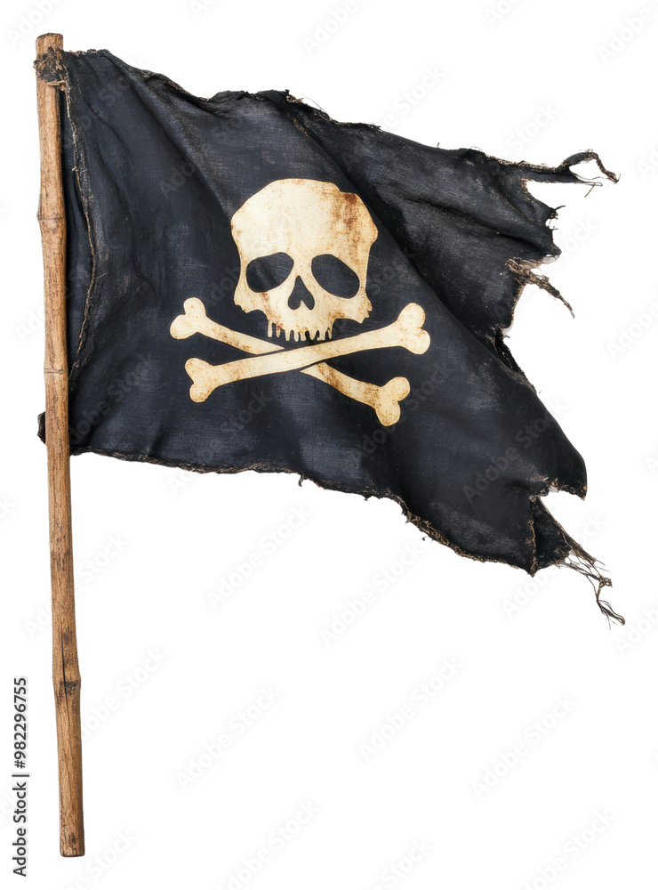 Naklejka premium PNG Old pirate flag fluttering outside