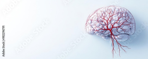 Brain artery occlusion leading to ischemic stroke, precise medical diagram photo