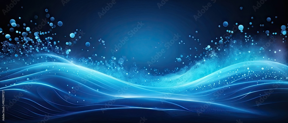 Abstract Blue Waves with Shimmering Bubbles Abstract Blue Waves with Shimmering Bubbles