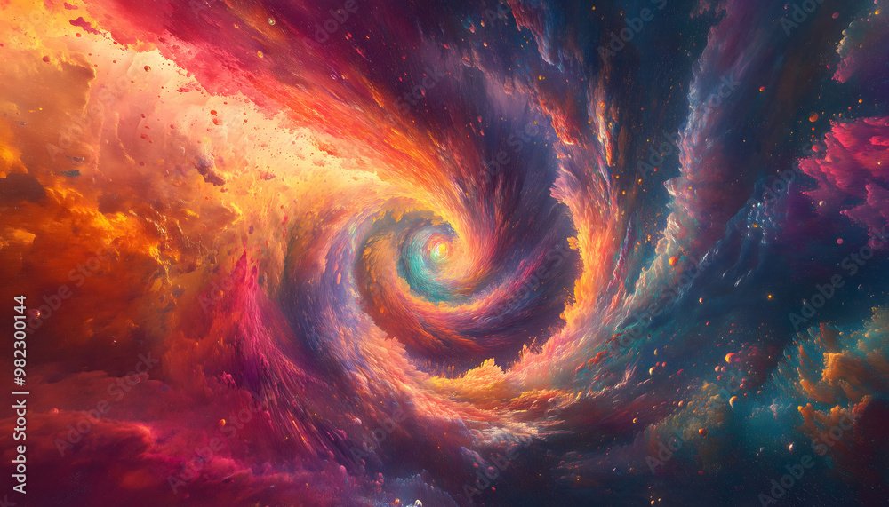 A vibrant illustration of a multicolored whirlwind A vibrant illustration of a multicolored whirlwind