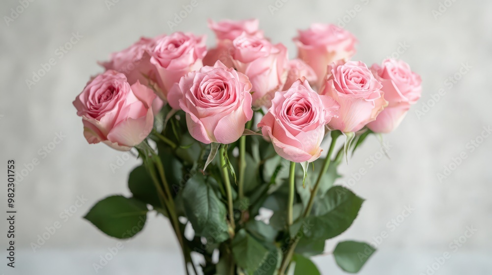 Fresh Pink Roses in a Simple Vase Arrangement Fresh Pink Roses in a Simple Vase Arrangement