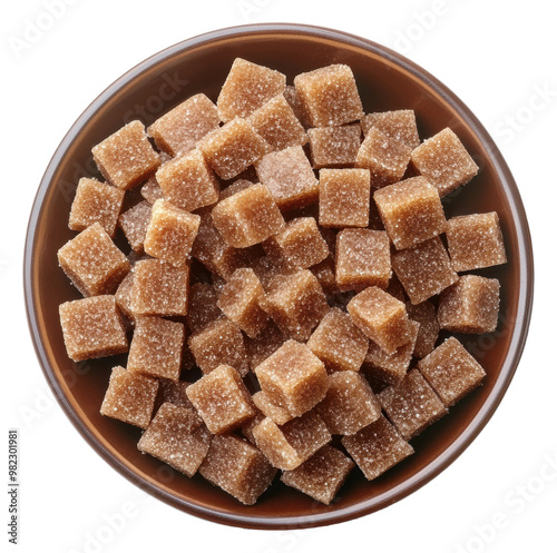 PNG Brown sugar cubes in a bowl on a white background photo