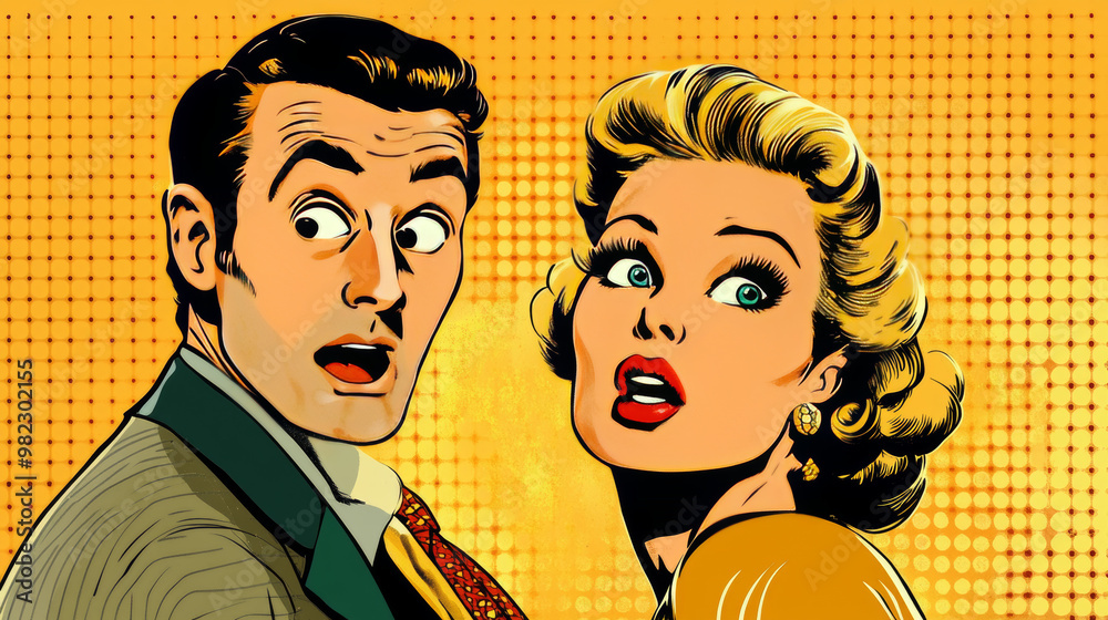Funny man reacting to a beautiful woman, depicted in a pop art retro comic book vector illustration. Funny man reacting to a beautiful woman, depicted in a pop art retro comic book vector illustration.
