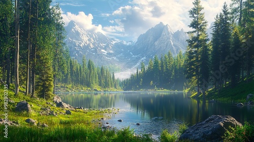 Tranquil Mountain Lake