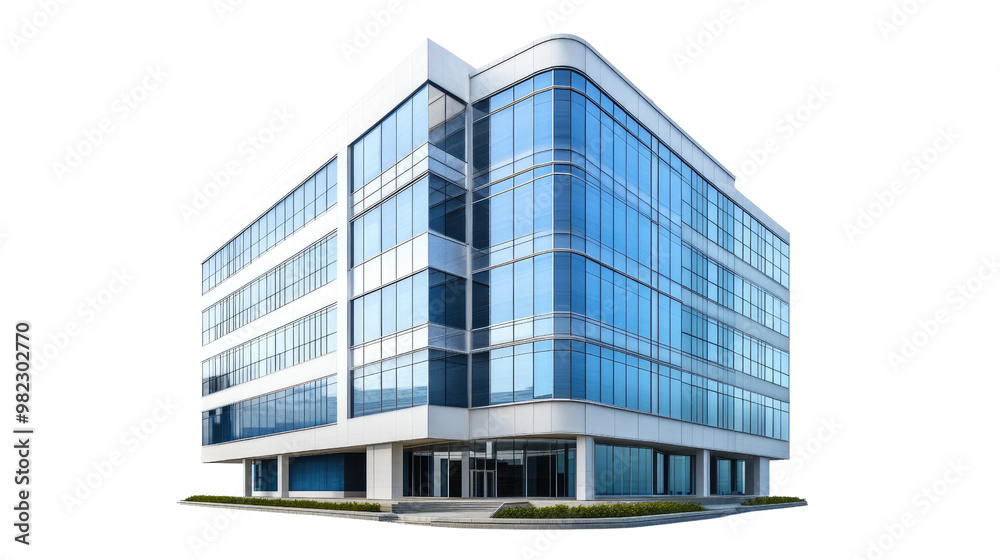 Modern glass building on white transparent background Modern glass building on white transparent background