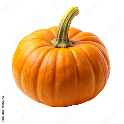 Single Orange Pumpkin Isolated on White Background, pumpkin , gourd , autumn , fall