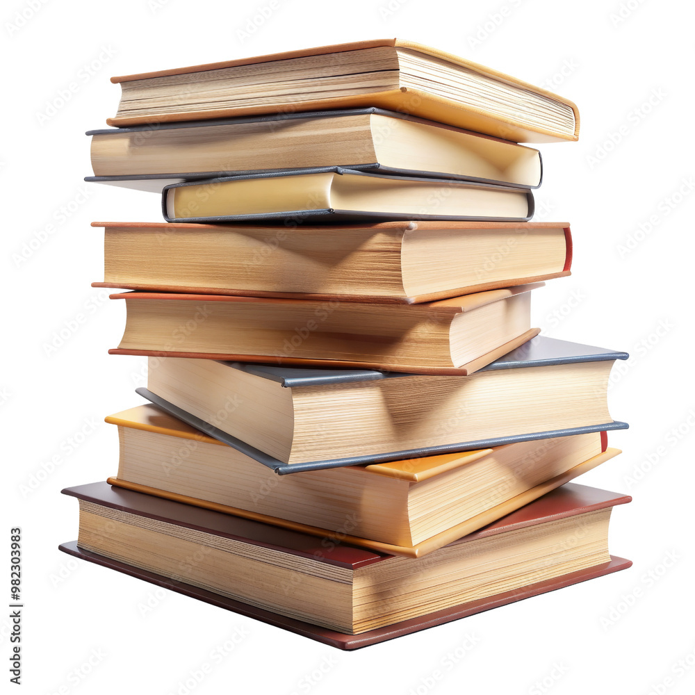 Stack of Old Books Isolated on White Background, book, literature, knowledge, education Stack of Old Books Isolated on White Background, book, literature, knowledge, education
