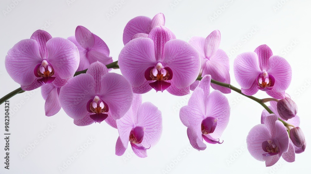 Beautiful Pink Orchid Blooms on a White Background Beautiful Pink Orchid Blooms on a White Background