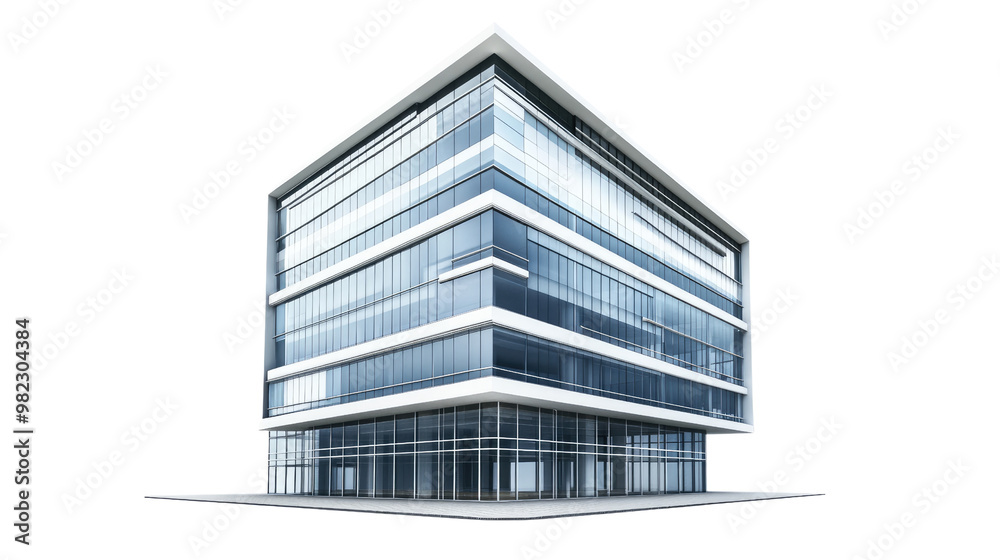 Modern glass building on white transparent background Modern glass building on white transparent background