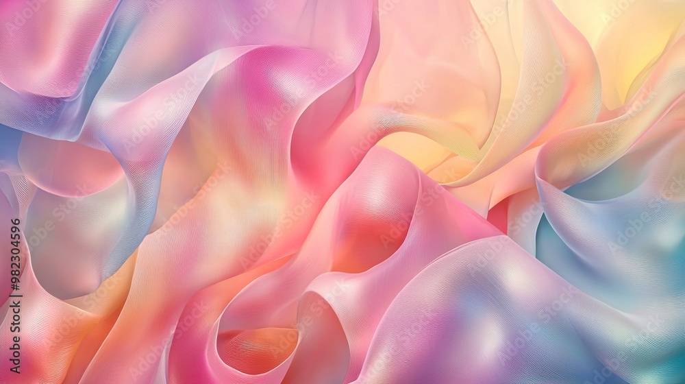 Obraz premium Abstract background with soft blue and pink flowing fabric.
