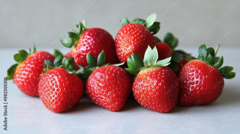 Fresh Red Strawberries Piled on a Light Surface Fresh Red Strawberries Piled on a Light Surface