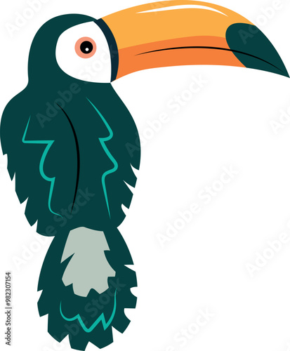 Toucan Bird Flat Cartoon illustration.