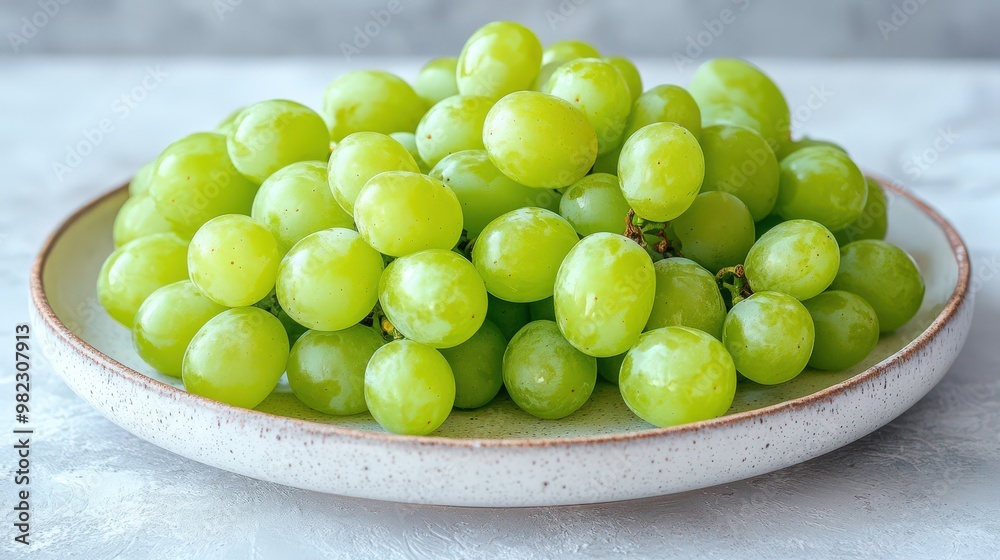 Fresh Green Grapes on Plate for Healthy Snack Fresh Green Grapes on Plate for Healthy Snack