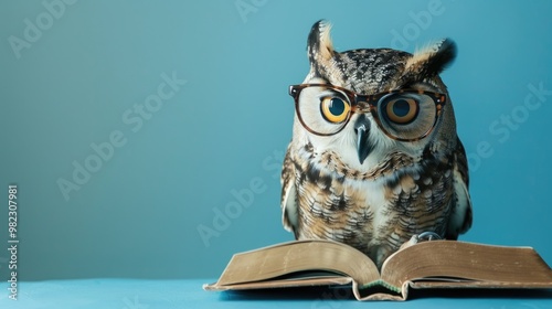 Wallpaper Mural wise owl reading book Torontodigital.ca