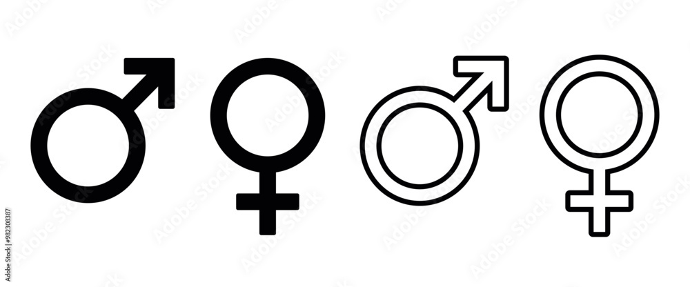 Set of icons indicating gender. Female and male symbols. Concept of gender Set of icons indicating gender. Female and male symbols. Concept of gender
