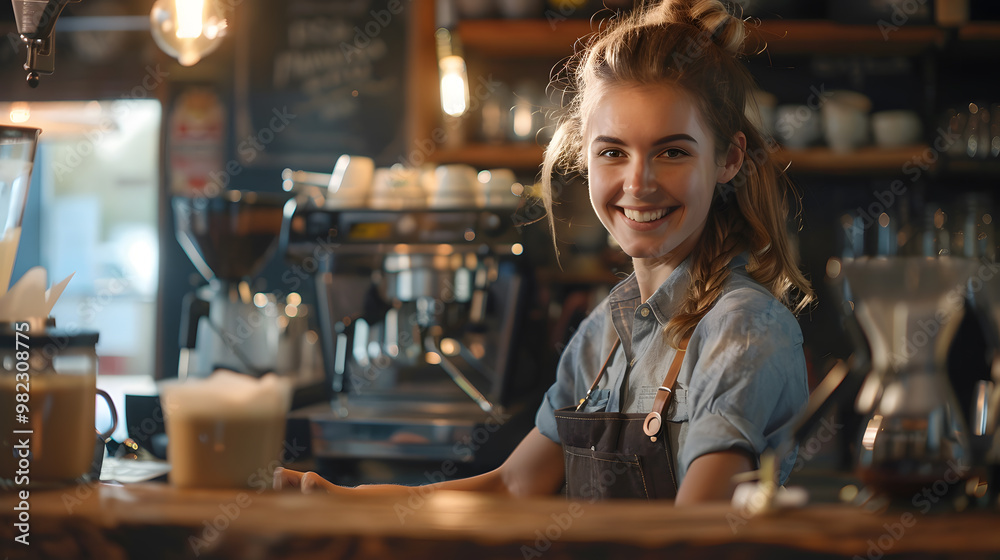 Barista preparing delicious aromatic coffee near the coffee machine. AI Generated Barista preparing delicious aromatic coffee near the coffee machine. AI Generated