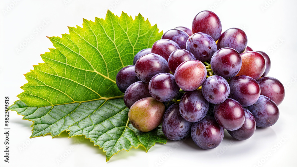 Obraz premium Red grapes green leaf