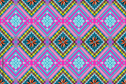 Ethnic pattern seamless geometric,Aztec embroidery border seamless patterns.ethnic pattern seamless, pattern art wallpaper Background, Design for fabric, curtain, carpet ,geometry seamless pattern