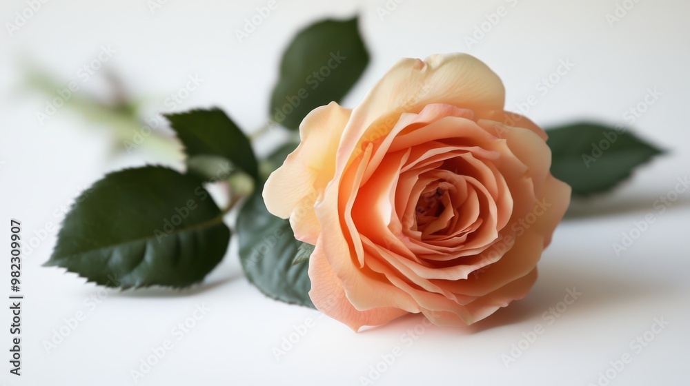 Elegant Peach Rose on White Background Elegant Peach Rose on White Background